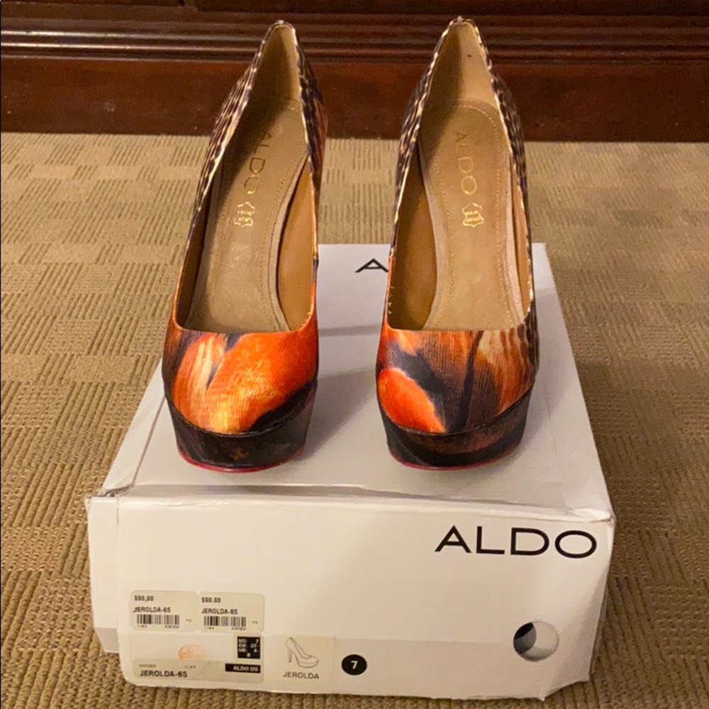 ALDO Jerolda Pumps Shoes Heels Size 7 Orange Multi - Picture 6 of 8